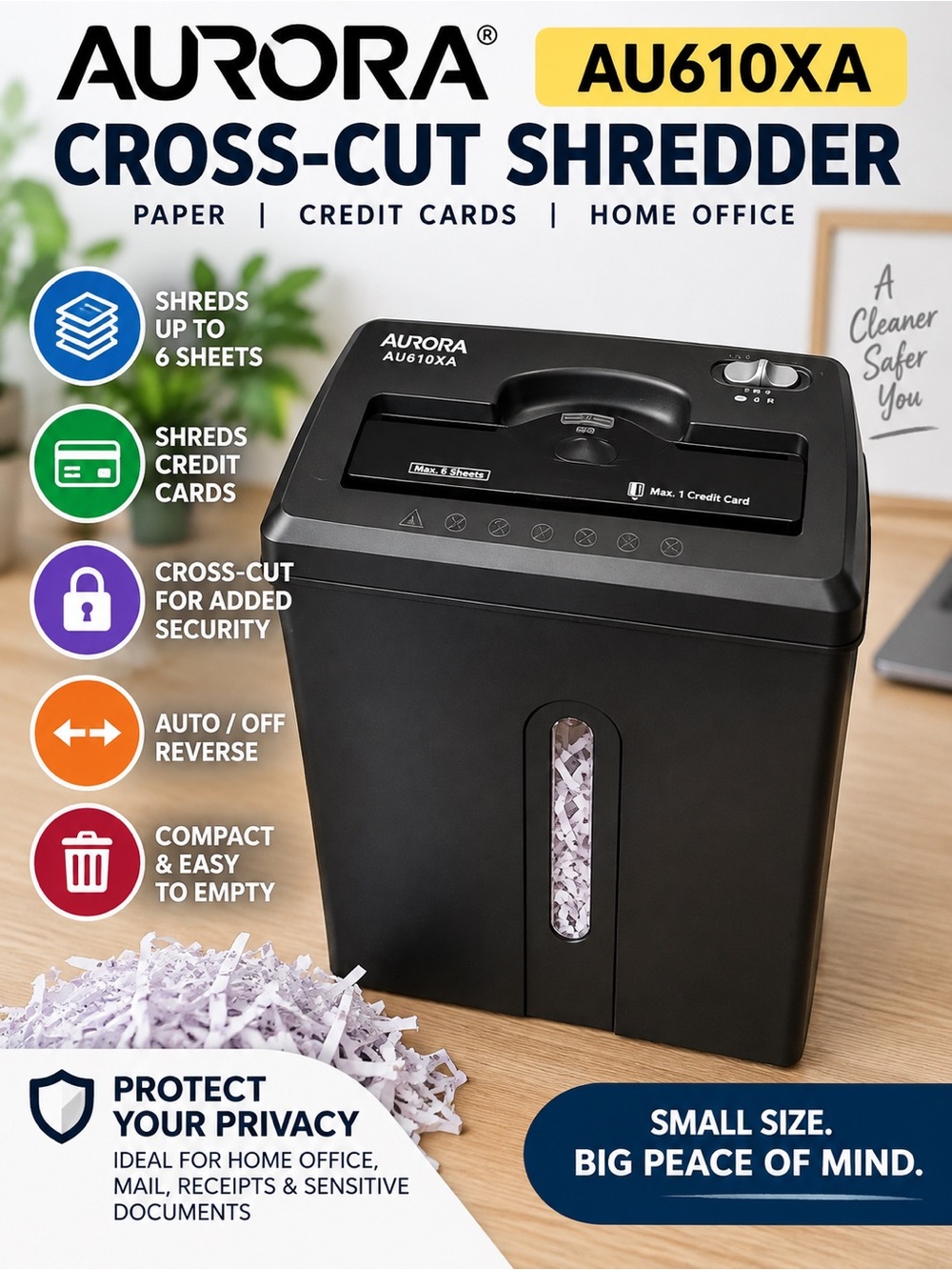Aurora AU610XA Cross Cut Paper Shredder Credit Card Home Office